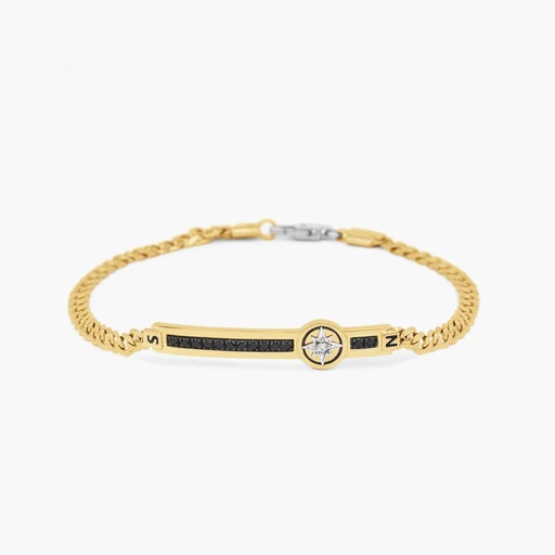 [EB670GB] Zancan yellow gold bracelet with diamonds and wind rose.