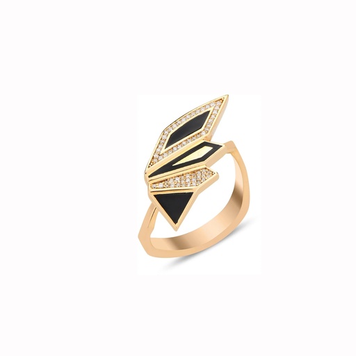 Alis Ring with Black Enamel