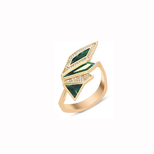Alis ring with Green Mother of Pearl Enamel