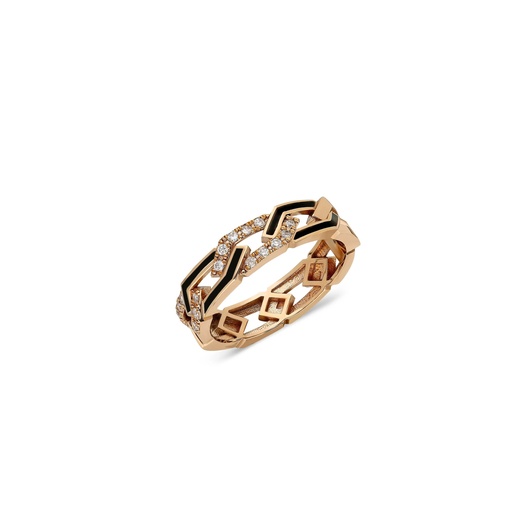 Fizzy Rebel Ring With Diamond - Black Enamel