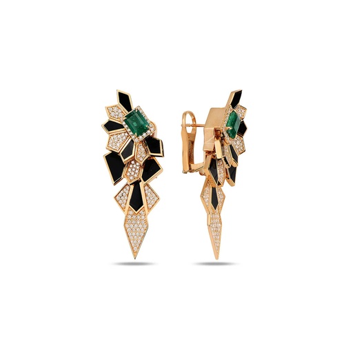 [RG.AL18E01RC] Rose Gold Alis Crush Limited Edition Earrings with Emerald