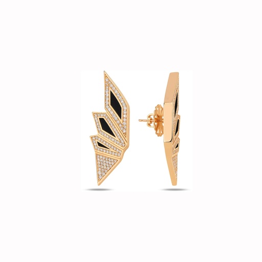 [RG.AL02L01RC] Rose Gold Alis Earrings with Black Enamel