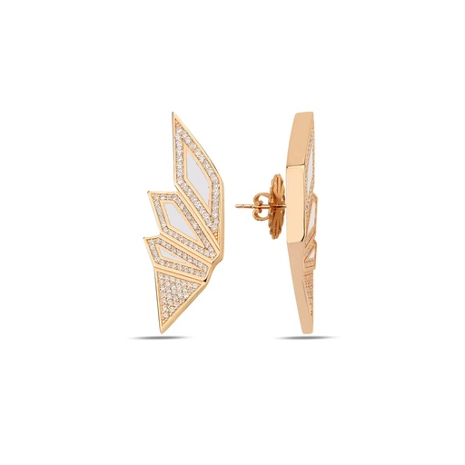 [RG.AL02W01RC] Rose Gold Alis Earrings with White Enamel