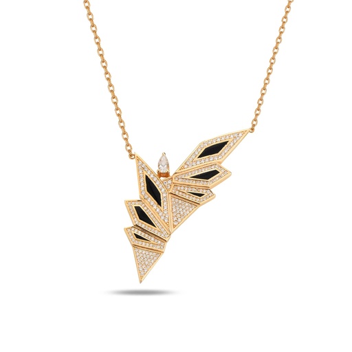 [RG.AL03L01RK] Rose Gold Alis Necklace with Black Enamel