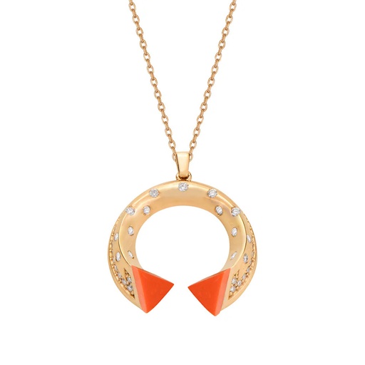 [RG.BA07C01RK] Rose Gold Balance Mini Pendant with Coral