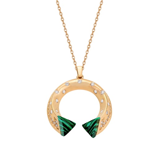 [RG.BA07H01RK] Rose Gold Balance Mini Pendant with Malachite