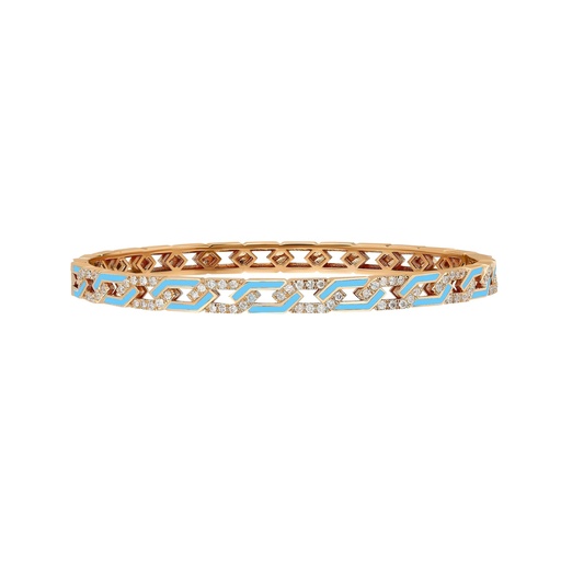 [RG.REBEL] Rose Gold Fizzy Rebel Bracelet With Diamonds - Baby Blue Enamel