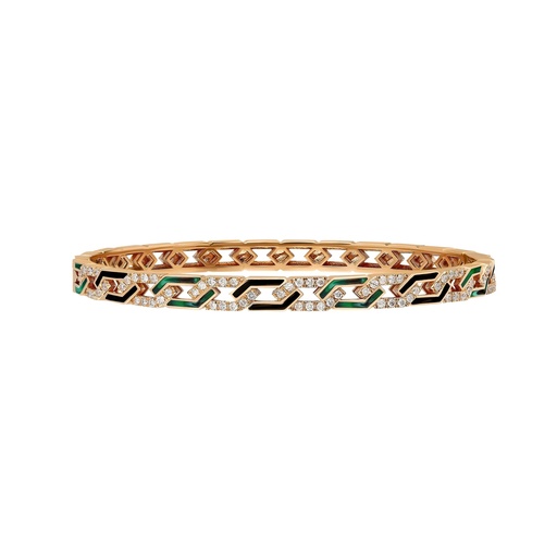 [RG.REBEL] Rose Gold Fizzy Rebel Bracelet With Diamonds - Black & Malachite Enamel