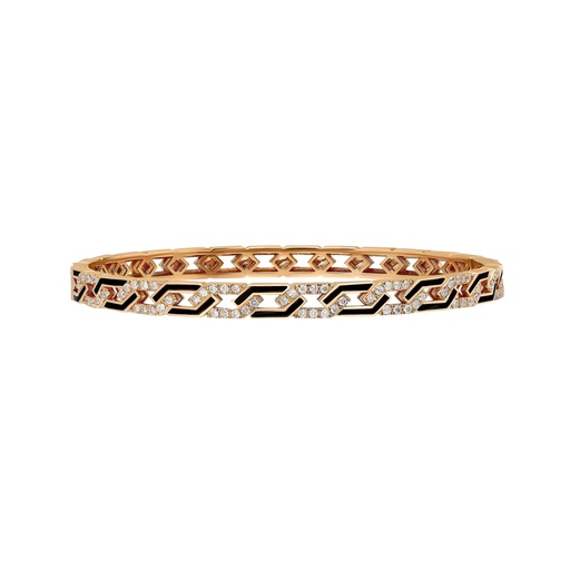 [RG.RB01L01RB-S] Rose Gold Fizzy Rebel Bracelet With Diamonds - Black Enamel