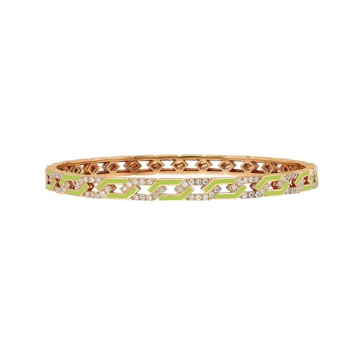 [RG.REBEL] Rose Gold Fizzy Rebel Bracelet With Diamonds - Neon Green Enamel