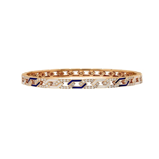 [RG.REBEL] Rose Gold Fizzy Rebel Bracelet With Diamonds - White & Blue Enamel