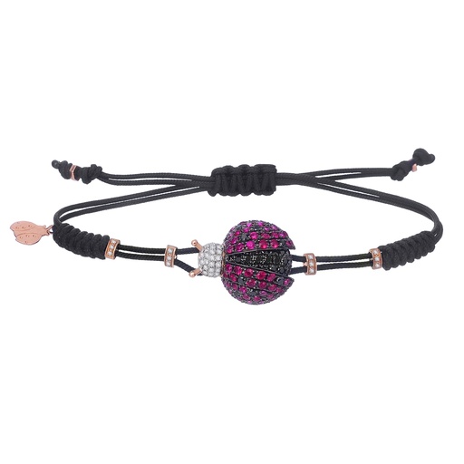 [B105#463] Rose Gold Ladybird  Ruby & Diamond Bracelet