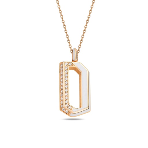 [RG.FL04W01RK] Rose Gold Flow Chain Pendant - White Enamel