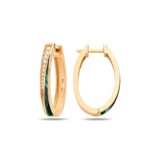 [RG.FLOVAL4] Rose Gold Flow Oval Earrings with Green Mother of Pearl Enamel