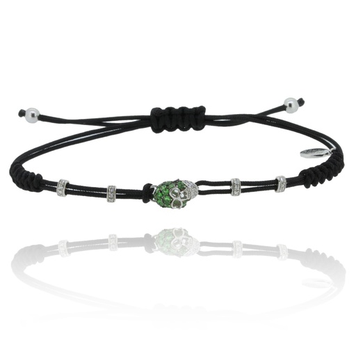 [B670GV#466] White Gold Skull Bracelet  0.06ctdia