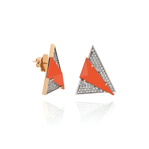 [RG.AZTEC] Rose Gold Neutra Aztec Earring - Coral