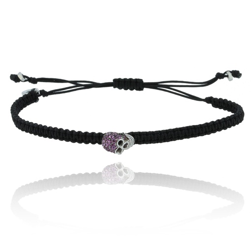 [B670ZR1#467] White Gold Skull Bracelet  0.06ctdia