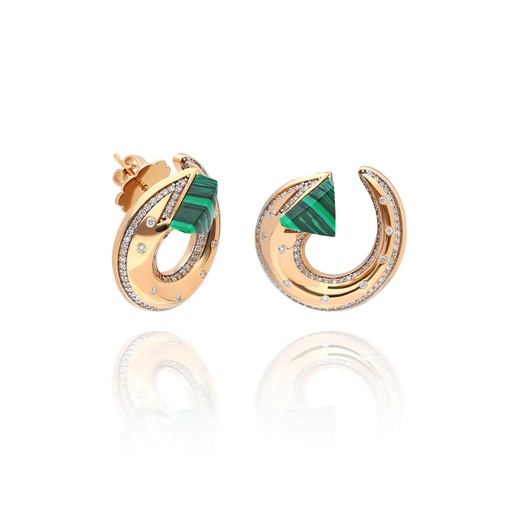 [RG.BALANCE] Rose Gold Neutra Balance Earrings - Malachite