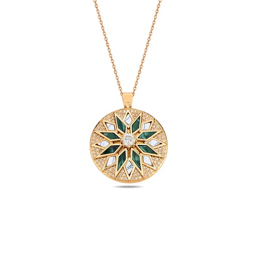 [RG.ND06MGRK] Rose Gold Nord Duo Pendant Malachite & White