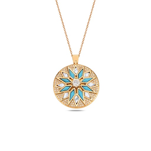 [RG.ND06TGRK] Rose Gold Nord Duo Pendant Turquoise & White