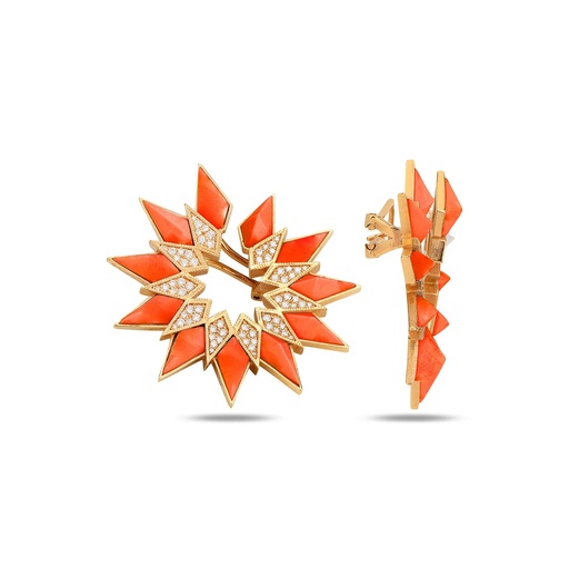 [RG.NORD] Rose Gold Nord Earrings - Coral