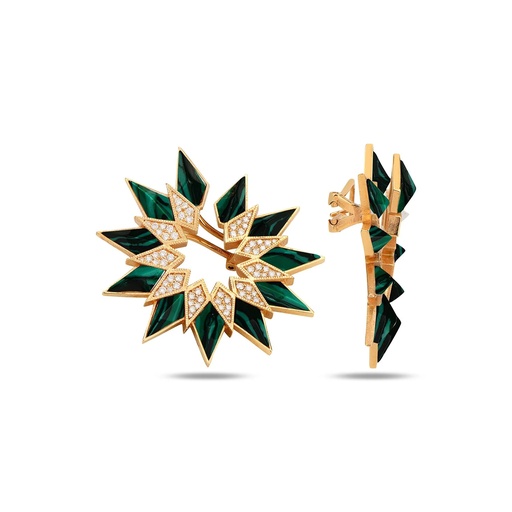 [RG.NORD] Rose Gold Nord Earrings - Malachite