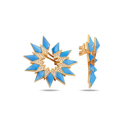 [RG.NORD-EA1] Rose Gold Nord Earrings - Turquoise
