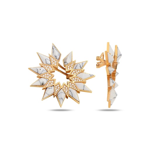 [RG.NORD] Rose Gold Nord Earrings - White Agate
