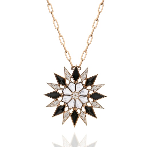 [RG.NORD] Rose Gold Nord Medallion Black Onyx & White Agathe