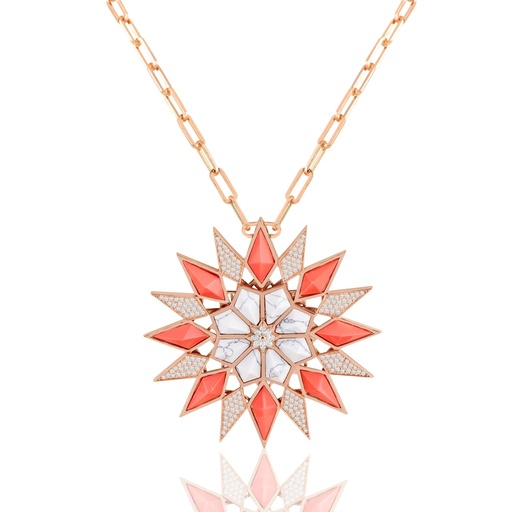 [RG.NORD] Rose Gold Nord Medallion Coral & White Onyx