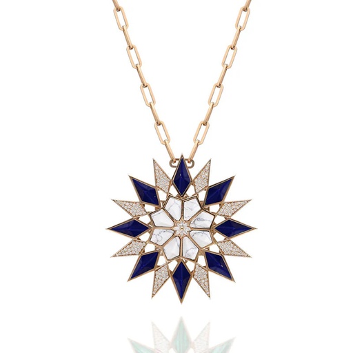 [RG.ND01LG1RK] Rose Gold Nord Medallion Lapis Lazuli & White Agate