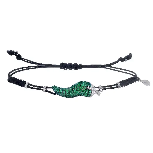 [B820GV#476] Green Pepper Cord Bracelet