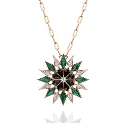 [RG.NORD] Rose Gold Nord Medallion Malachite & Black Onyx