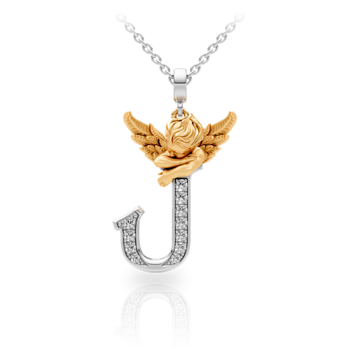[0067.3#4766] Pendant My Angel J with Diamonds