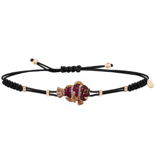 [B154RUD#477] Nemo Fish Bracelet With Rubies & White Diamonds