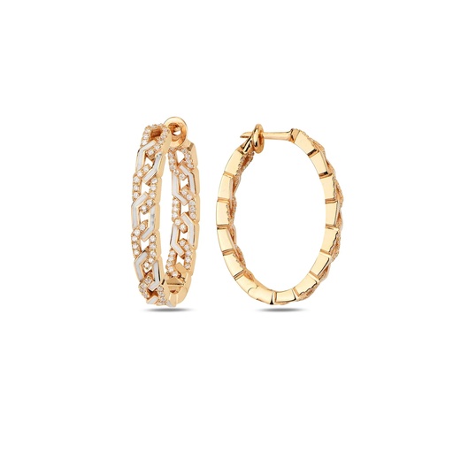 [RG.RB05W01RC] Rose Gold Rebel Earrings with Diamonds - White Enamel