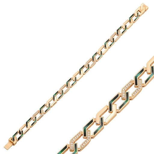 [RG.RB06M01RB] Rose Gold Rebel Riviera Green Mother of Pearl Bracelet