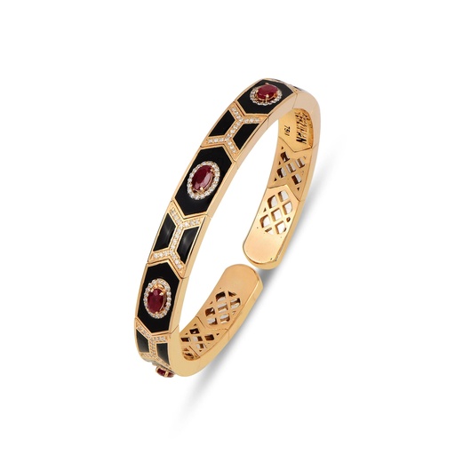 [RG.SHIELD] Rose Gold Shield Bracelet - Ruby with Black Enamel