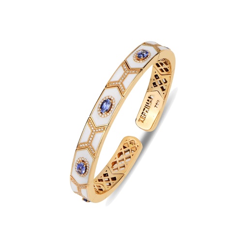 [RG.SHIELD] Rose Gold Shield Bracelet - Sapphire with White Enamel