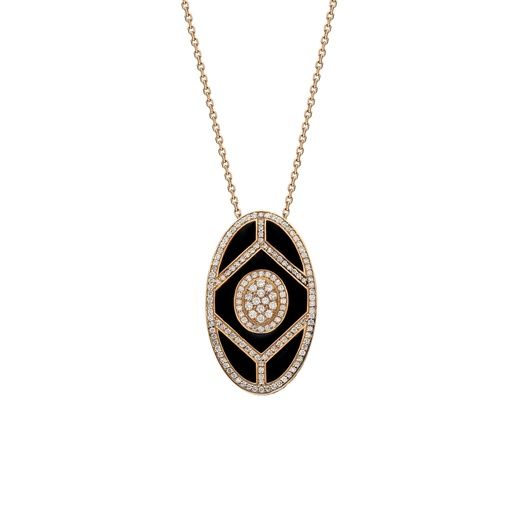 [RG.SHIELD] Rose Gold Shield Pendant - Black Enamel