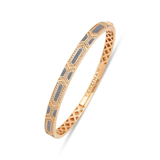 [RG.SL12H01RB-S] Rose Gold Shield Slim Bracelet - Rhodium Enamel
