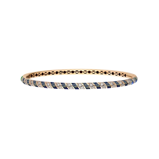 [RG.TORNADO] Rose Gold Tornado Bracelet - Blue Mother of Pearl Enamel