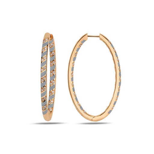 [RG.TN04RH01RC] Rose Gold Tornado Maxi Hoops - Rhodium Enamel