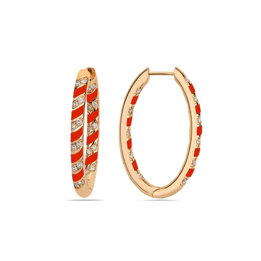 [RG.TN03R01RC] Rose Gold Tornado Mini Hoops - Red Enamel