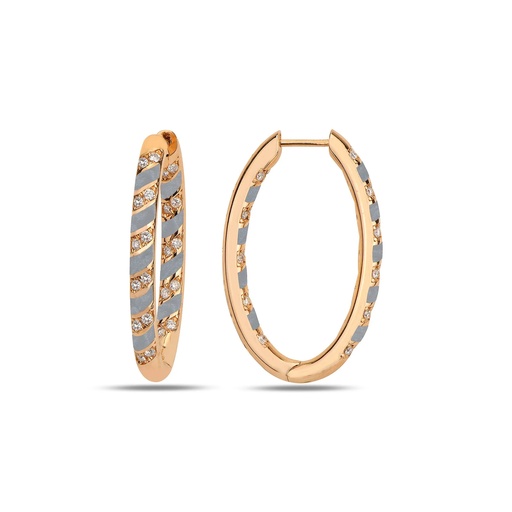 [RG.TN03RH01RC] Rose Gold Tornado Mini Hoops - Rhodium Enamel