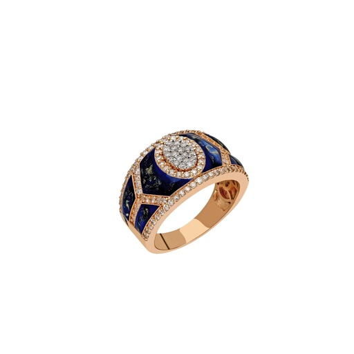 Shield Ring - Blue Mother of Pearl Enamel