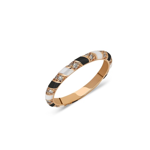 Tornado Ring - Black & White Enamel