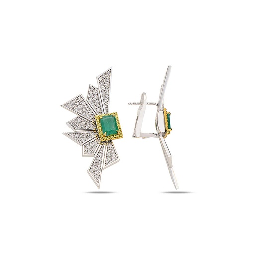 [WG.AL13E01WC] White Gold Alis Crush Maxi Earrings with Emeralds