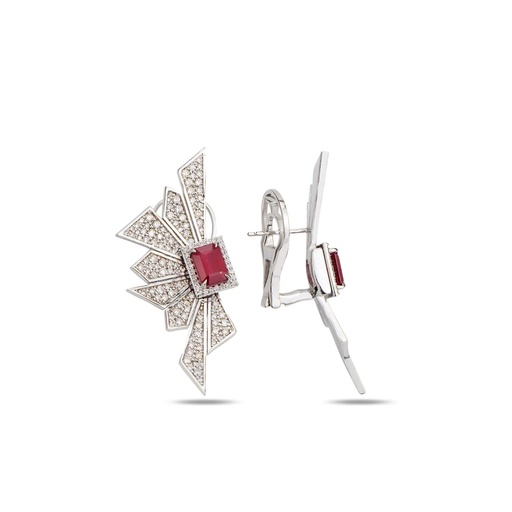 [WG.AL11R01WC] White Gold Alis Crush Maxi Earrings with Ruby