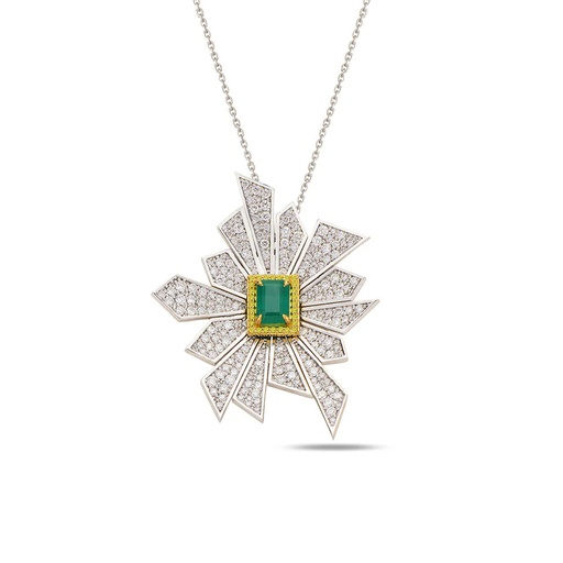 [WG.AL13E01WK] White Gold Alis Crush Maxi Pendant with Emerald